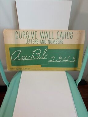 Vintage 1962 Milton Bradley Set of Cursive Letters & Numbers Wall Cards